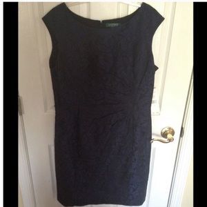 Navy/Black Cap-Sleeved Lace Dress
